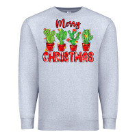 Heather Grey Merry Christmas Cactuses Premium Sweatshirt - MaliasSmallBusiness