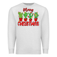 Oatmeal Heather Merry Christmas Cactuses Premium Sweatshirt - MaliasSmallBusiness