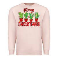 Pale Pink Merry Christmas Cactuses Premium Sweatshirt - MaliasSmallBusiness