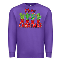 Purple Merry Christmas Cactuses Premium Sweatshirt - MaliasSmallBusiness