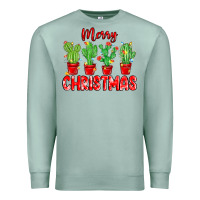 Seafoam Merry Christmas Cactuses Premium Sweatshirt - MaliasSmallBusiness