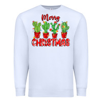 White Merry Christmas Cactuses Premium Sweatshirt - MaliasSmallBusiness