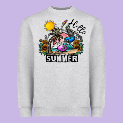 Hello Summer Heavyweight Sweatshirt Designed By Cowhidedigitalart