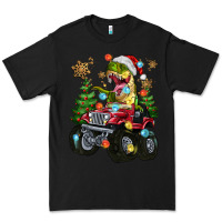Black Christmas T-rex With Monster Truck Premium Tee - MaliasSmallBusiness