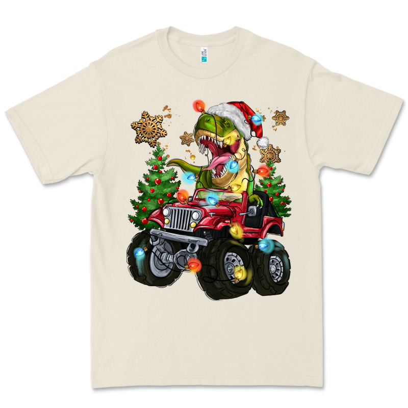 Christmas T-rex With Monster Truck Premium Tee by MaliasSmallBusiness | Teevron
