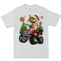 Dove Grey Christmas T-rex With Monster Truck Premium Tee - MaliasSmallBusiness