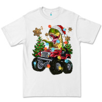 White Christmas T-rex With Monster Truck Premium Tee - MaliasSmallBusiness