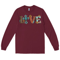 Burgundy western love with cross Long Sleeve Tee - Artiststas
