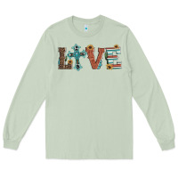 Matcha western love with cross Long Sleeve Tee - Artiststas