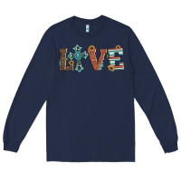 Navy western love with cross Long Sleeve Tee - Artiststas