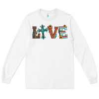 White western love with cross Long Sleeve Tee - Artiststas