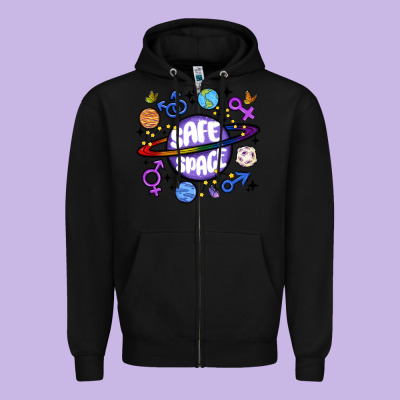Safe Space Zipper Hoodie Designed By Maliassmallbusiness