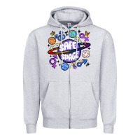 Heather Grey safe space Zipper Hoodie - MaliasSmallBusiness