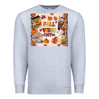 Heather Grey fall vibes coffee Premium Sweatshirt - MaliasSmallBusiness
