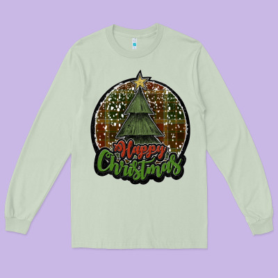 Happy Christmas Black Long Sleeve Tee Designed By Jahusdesignshop