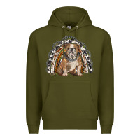 Army Green english bulldog rainbow Premium Hoodie - BarkalooDesign
