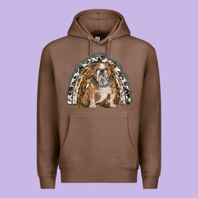 English Bulldog Rainbow Premium Hoodie Designed By Barkaloodesign