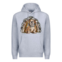 Heather Grey english bulldog rainbow Premium Hoodie - BarkalooDesign