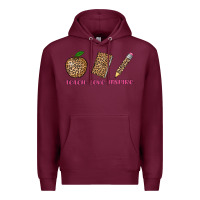 Burgundy teach love inspire leopard Premium Hoodie - AdoDesignShop