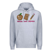Heather Grey teach love inspire leopard Premium Hoodie - AdoDesignShop