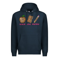 Navy teach love inspire leopard Premium Hoodie - AdoDesignShop