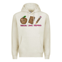Oatmeal Heather teach love inspire leopard Premium Hoodie - AdoDesignShop