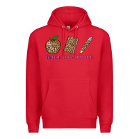 Red teach love inspire leopard Premium Hoodie - AdoDesignShop