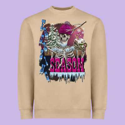 Freezing Season Skeleton Heavyweight Sweatshirt Designed By Fadigitalartstudio