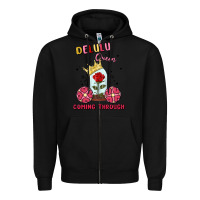 Black delulu queen coming through Zipper Hoodie - MaliasSmallBusiness