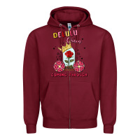Burgundy delulu queen coming through Zipper Hoodie - MaliasSmallBusiness