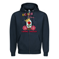 Navy delulu queen coming through Zipper Hoodie - MaliasSmallBusiness