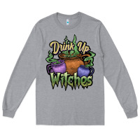 Heather Grey Drink up witches white Long Sleeve Tee - JahusDesignShop