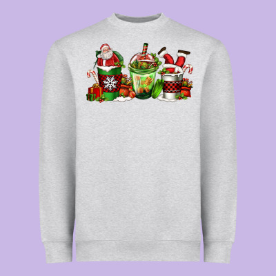 Coffee Cups With Santa Claus Heavyweight Sweatshirt Designed By Fadigitalartstudio