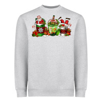 Heather Grey coffee cups with santa claus Heavyweight Sweatshirt - FaDigitalArtStudio