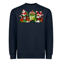 Navy coffee cups with santa claus Heavyweight Sweatshirt - FaDigitalArtStudio