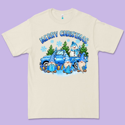 Premium Tee merry christmas snowman gnomes truck