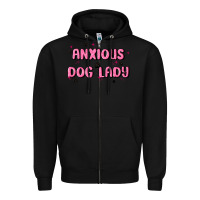 Black anxious dog lady Zipper Hoodie - MaliasSmallBusiness