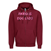 Burgundy anxious dog lady Zipper Hoodie - MaliasSmallBusiness