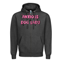 Charcoal Heather anxious dog lady Zipper Hoodie - MaliasSmallBusiness