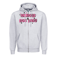Heather Grey anxious dog lady Zipper Hoodie - MaliasSmallBusiness