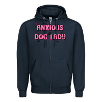 Navy anxious dog lady Zipper Hoodie - MaliasSmallBusiness