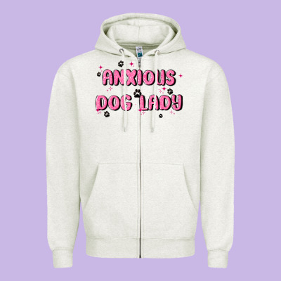 Anxious Dog Lady Zipper Hoodie Designed By Maliassmallbusiness