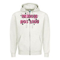 Oatmeal Heather anxious dog lady Zipper Hoodie - MaliasSmallBusiness