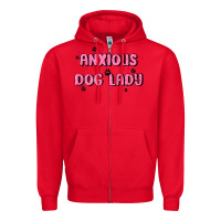 Red anxious dog lady Zipper Hoodie - MaliasSmallBusiness