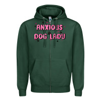 Sports Green anxious dog lady Zipper Hoodie - MaliasSmallBusiness