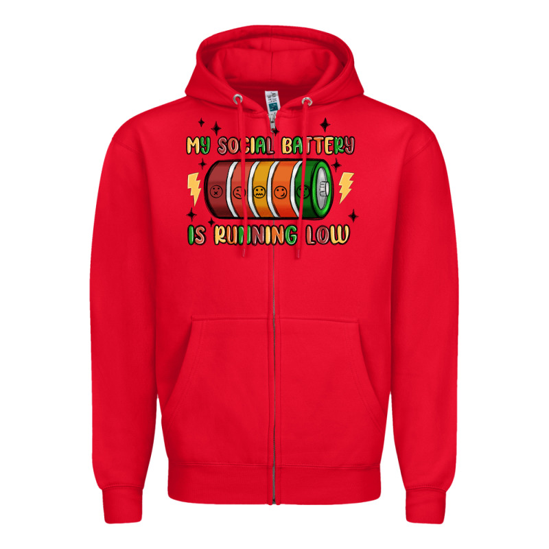Social Battery Zipper Hoodie by MaliasSmallBusiness | Teevron