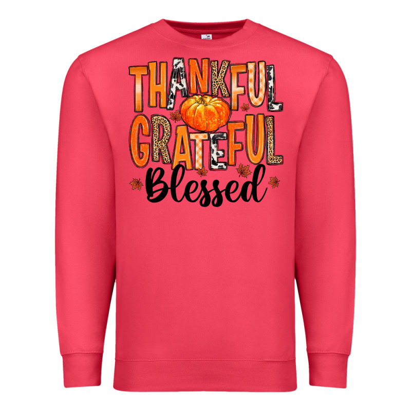 Thankful Grateful Blessed Premium Sweatshirt by MaliasSmallBusiness | Teevron