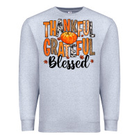 Heather Grey Thankful Grateful Blessed Premium Sweatshirt - MaliasSmallBusiness