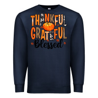Navy Thankful Grateful Blessed Premium Sweatshirt - MaliasSmallBusiness