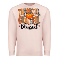 Pale Pink Thankful Grateful Blessed Premium Sweatshirt - MaliasSmallBusiness